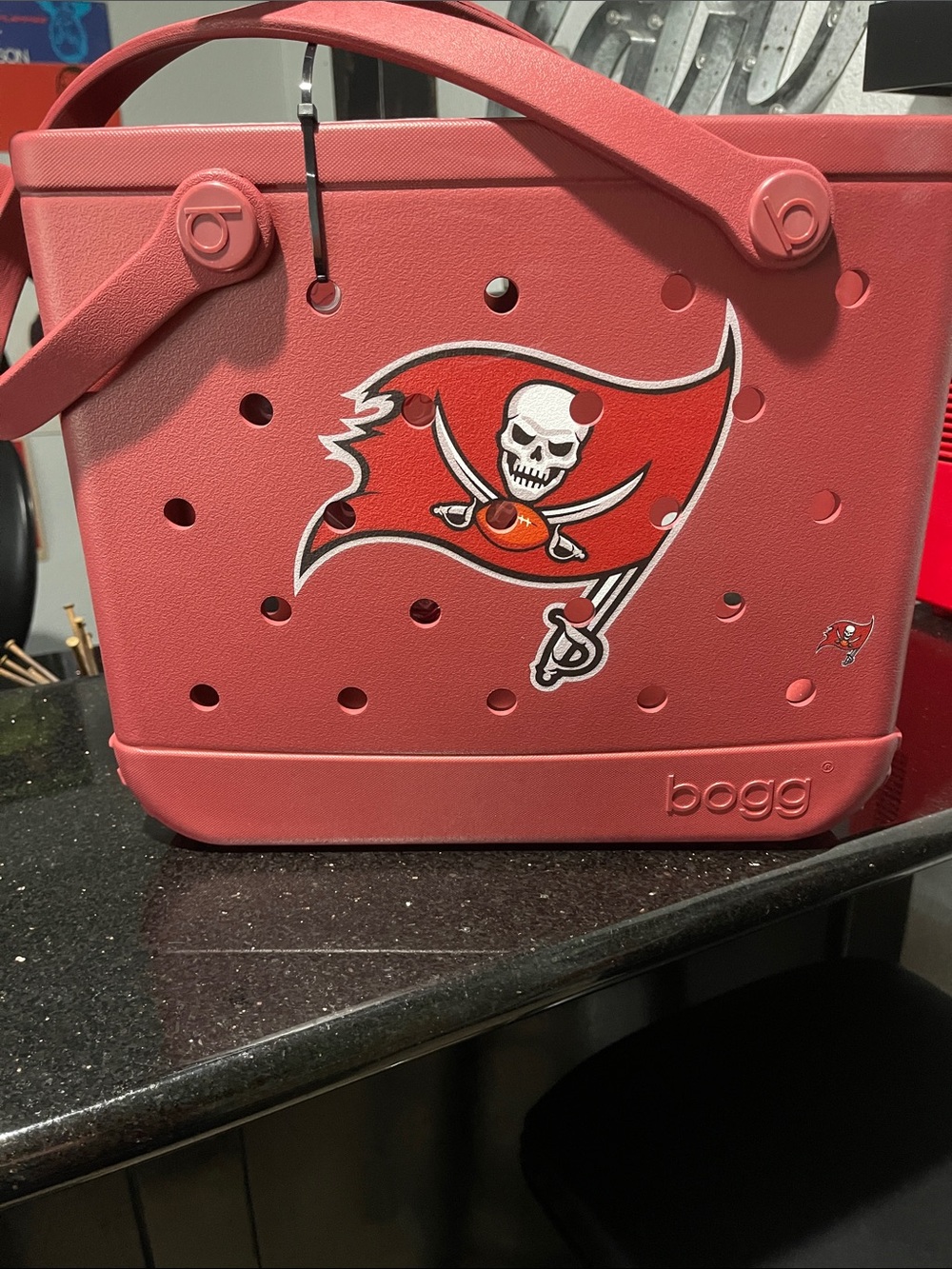 Red Tampa Bay Buccaneers Logo Bogg Tote Bag